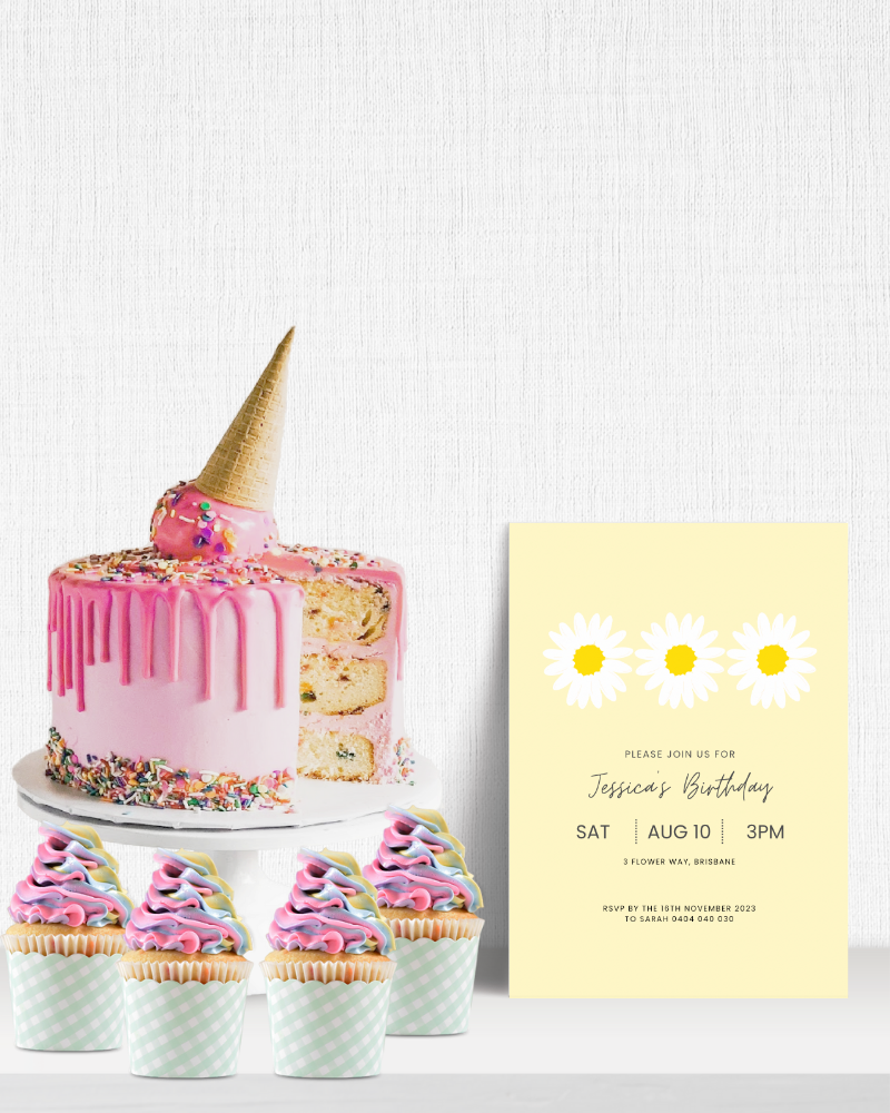 Daisy Flower Birthday Party Invite | Digital Download ALW84