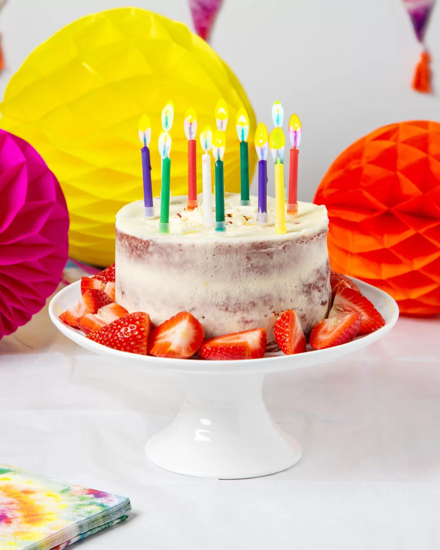 Rainbow Candles with Coloured Flames