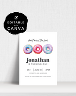Donut Miss the Fun Birthday Party Invite Ages 1-90 | Digital Download ALW76
