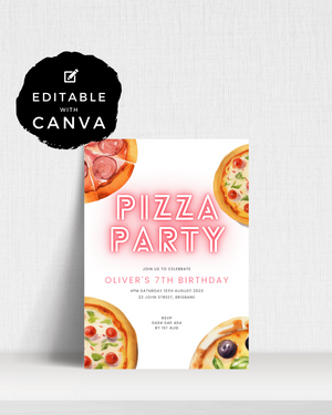 Pizza Party Birthday Party Invite Ages 1-90 | Digital Download ALW63
