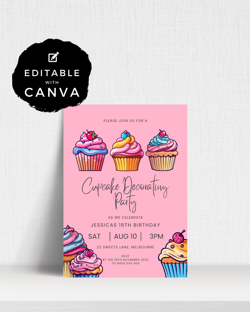 Cupcake Decorating Birthday Party Invite Ages 1-90 | Digital Download ALW71