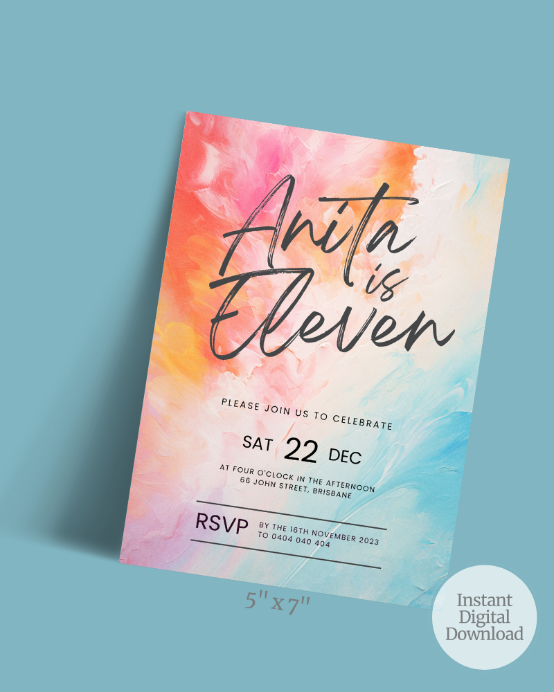 Bright Birthday Party Invite Ages 1-90 | Digital Download ALW45
