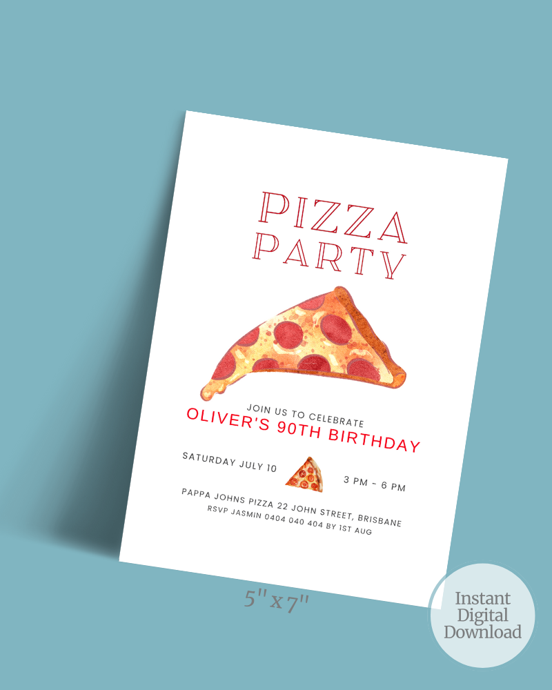 Pizza Party Birthday Party Invite Ages 1-90 | Digital Download ALW65