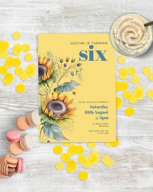 Sunflower Birthday Party Invite Ages 1-90 | Digital Download ALW54
