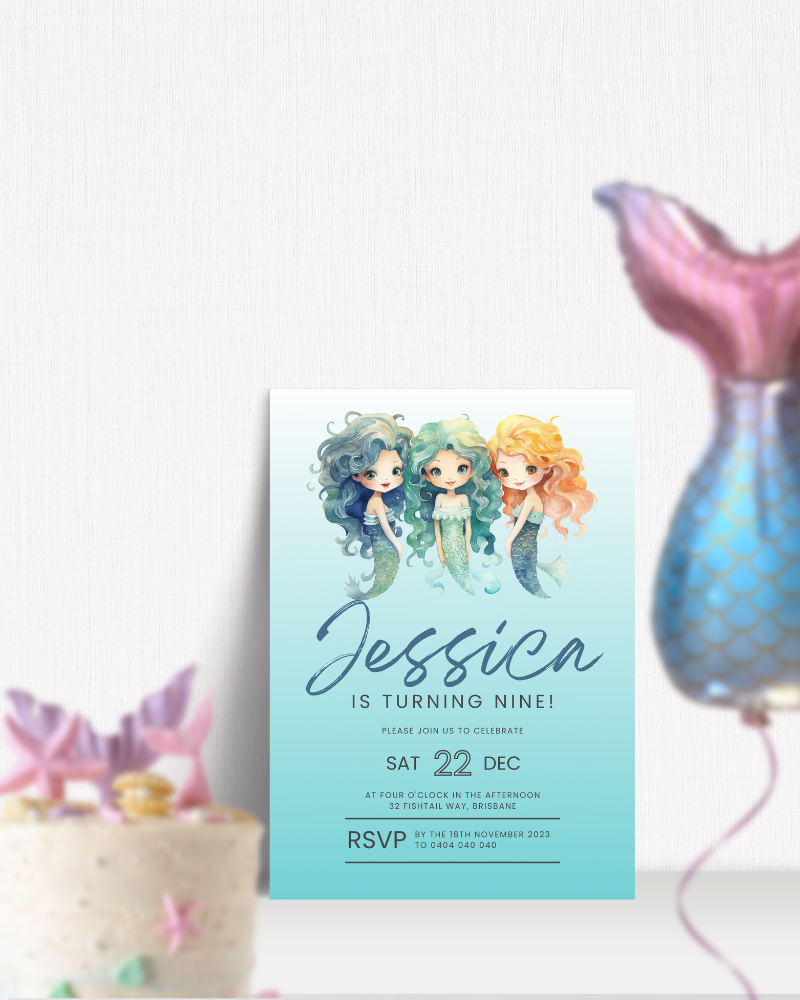 Mermaid Birthday Party Invite Ages 1-10 | Digital Download ALW59