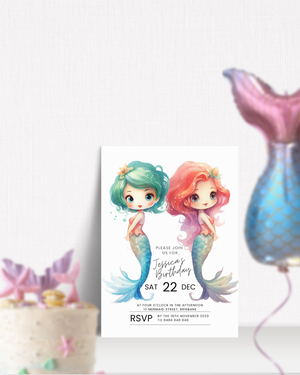 Mermaid Birthday Party Invite | Digital Download ALW58