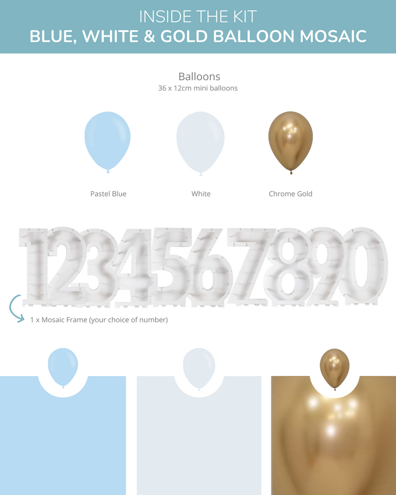 Blue, White & Gold DIY Balloon Mosaic Kit