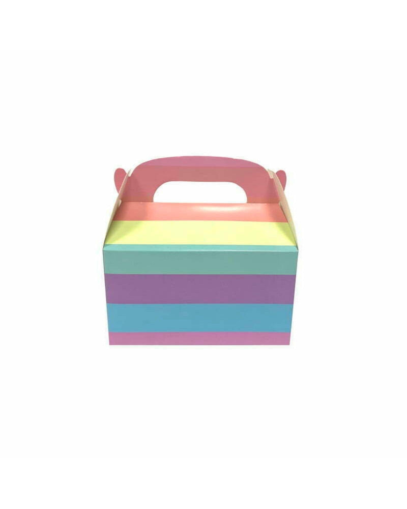 Pastel Rainbow Stripe Treat Boxes with Handle