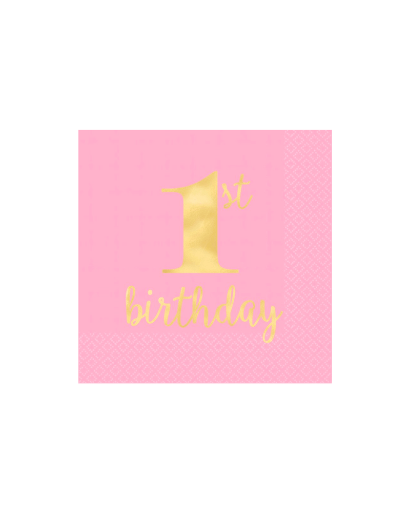 Pink 1st Birthday Napkins