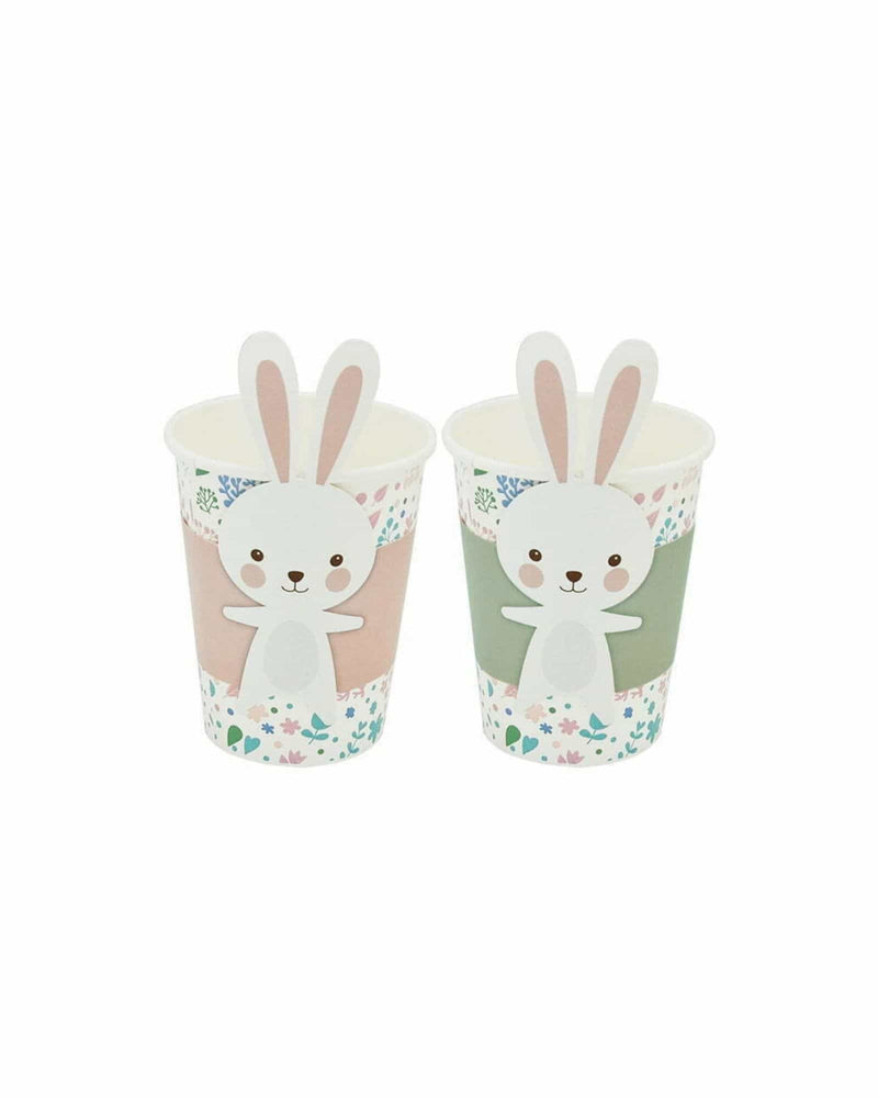 Bunny Rabbit Floral Paper Cups