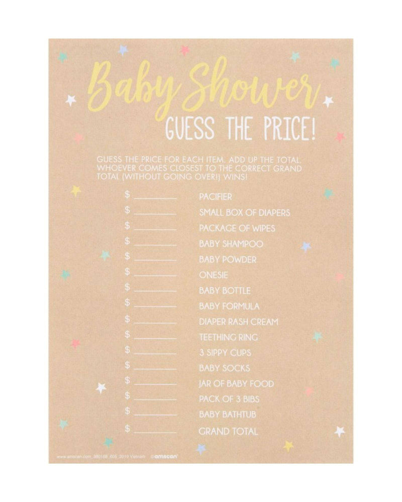 Guess the Price Baby Shower Game
