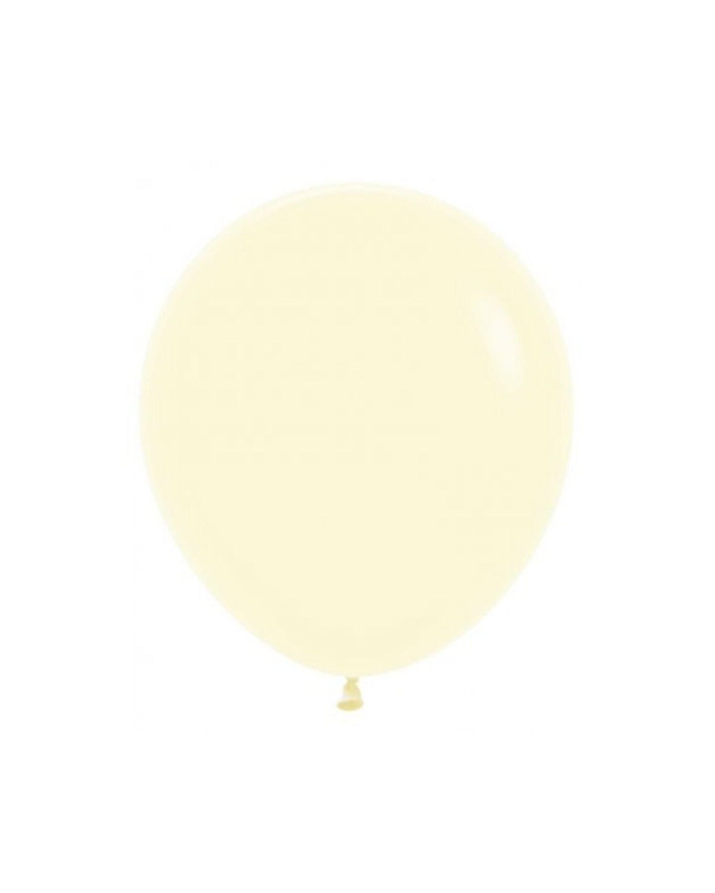 A pale yellow balloon floating against a soft, white background, showcasing a smooth and glossy surface.