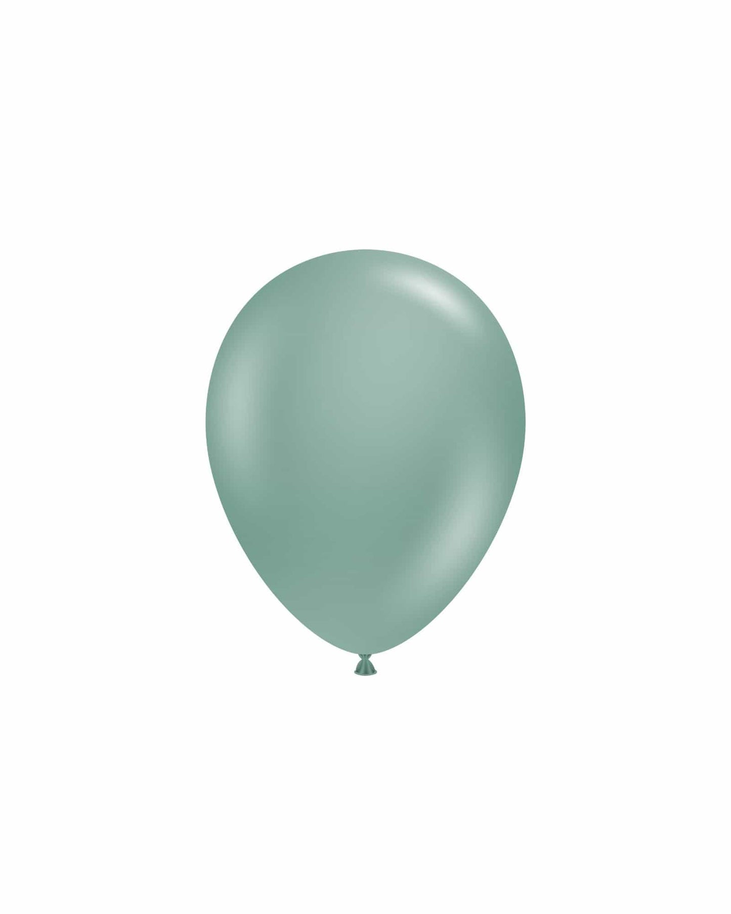 A smooth, mint-green balloon stands out against a plain white background, creating a cheerful and festive vibe.