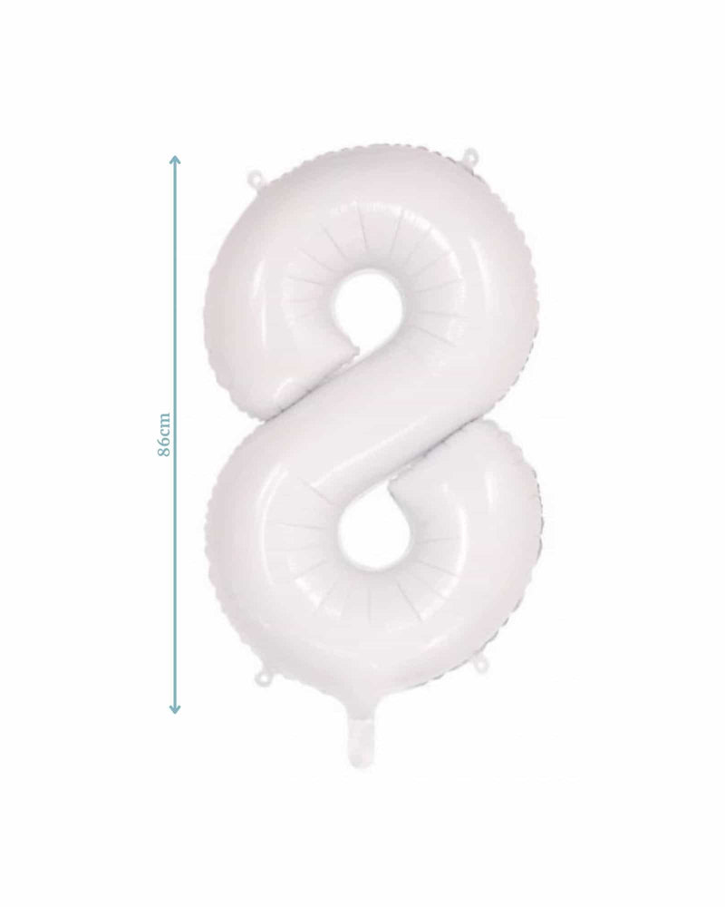 Number 8 White Foil Balloon (86cm)