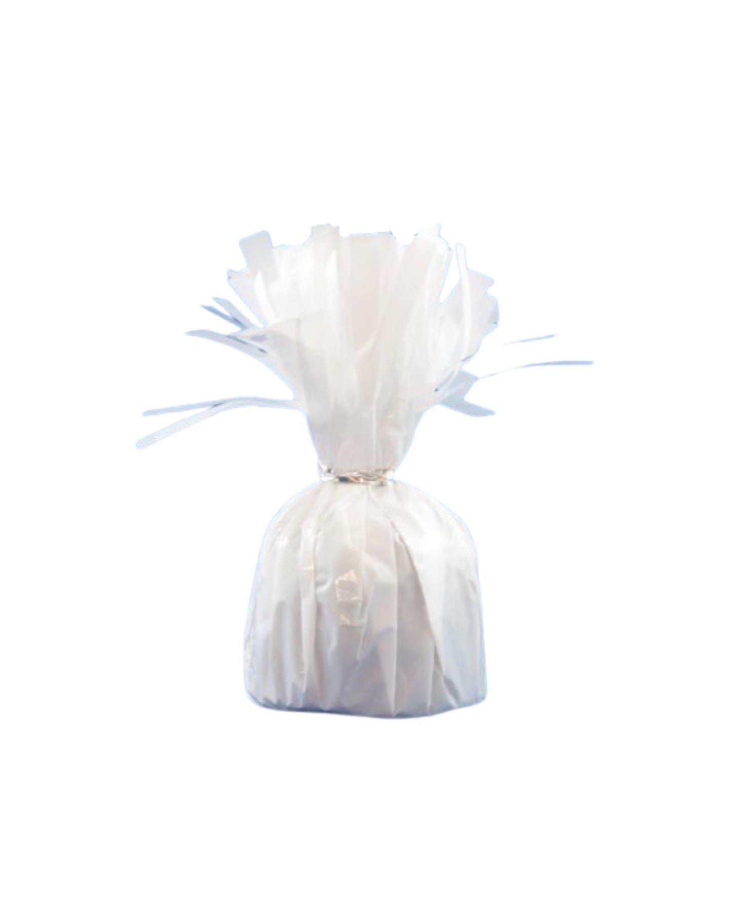 A white, frilled decoration with a rounded base, tied at the center, resembling a bouquet or festive arrangement.