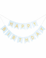 Happy Birthday Banner Light Blue & Gold - A Little Whimsy