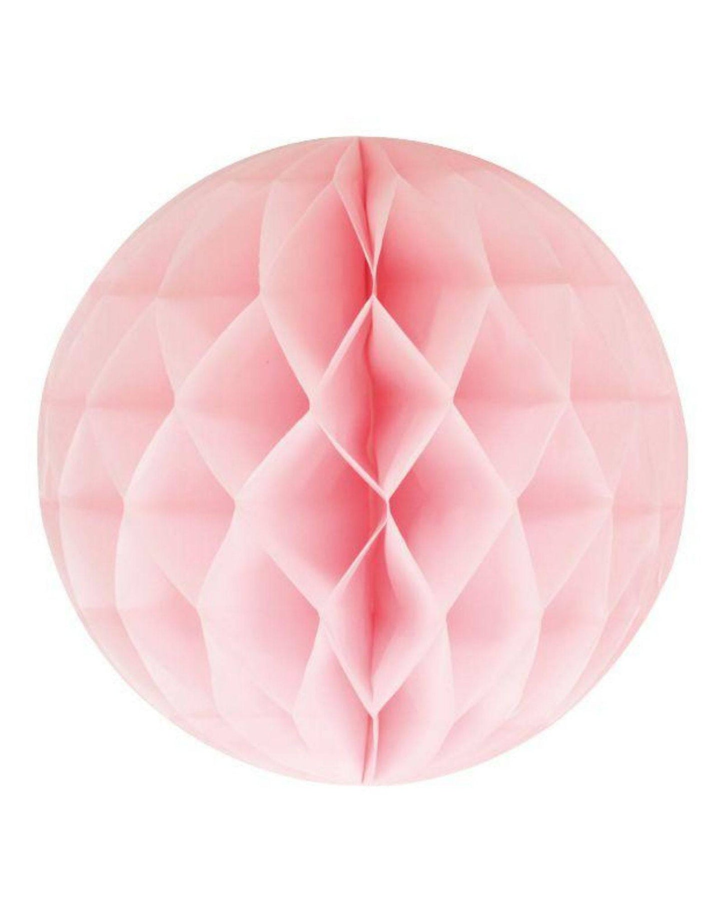 Round, honeycomb-shaped decoration in soft pink, featuring a textured, geometric pattern and a smooth finish.