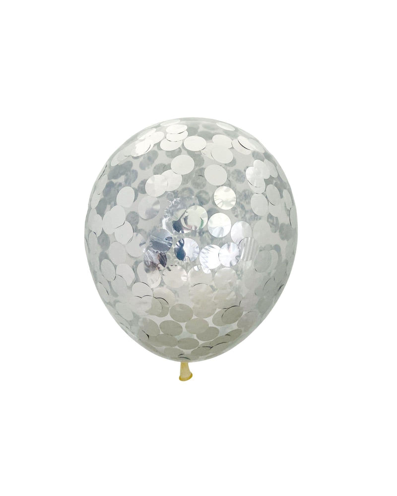 Metallic Silver Confetti Balloon Regular 30cm - A Little Whimsy