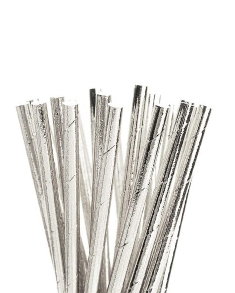 Metallic Silver Foil Paper Straws