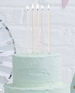 Tall Cake Candles Pearl White - A Little Whimsy