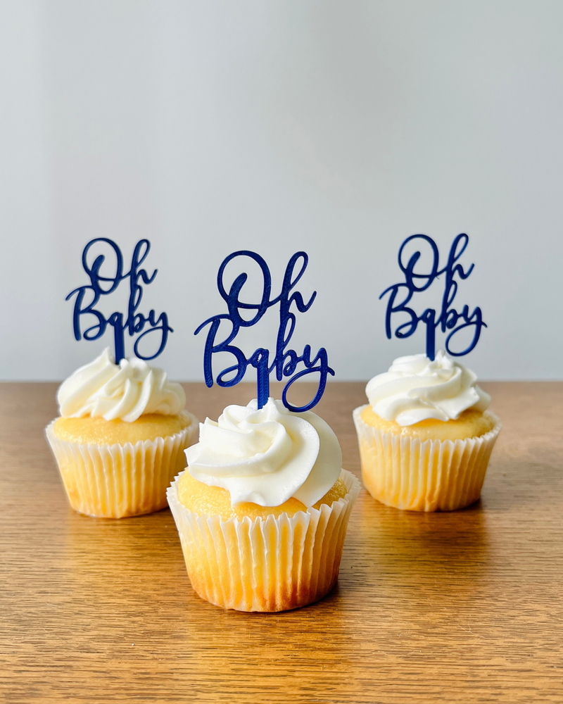 Oh Baby Cupcake Topper (Custom Colour)