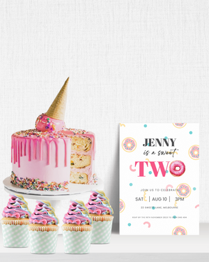Sweet Two Donut Birthday Party Invite | Digital Download ALW77