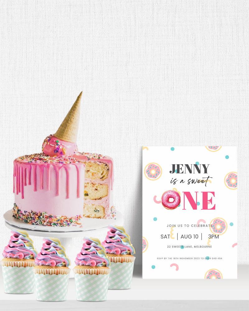 Sweet One Donut Birthday Party Invite | Digital Download ALW77