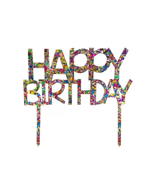 Happy Birthday Rainbow Glitter Cake Topper