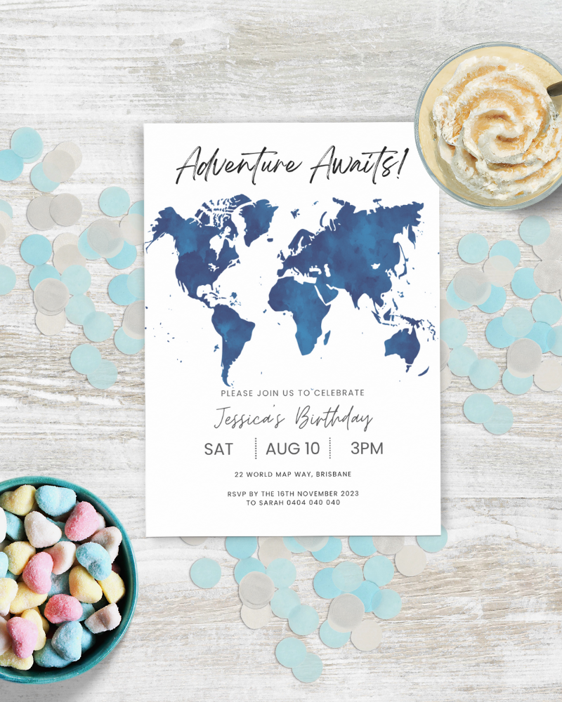 Adventure Awaits Birthday Party Invite | Digital Download ALW89