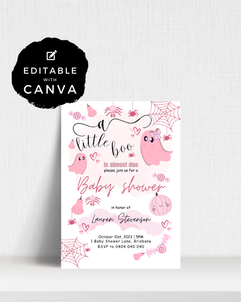 Halloween Baby Shower Invite Pink | Digital Download ALW402