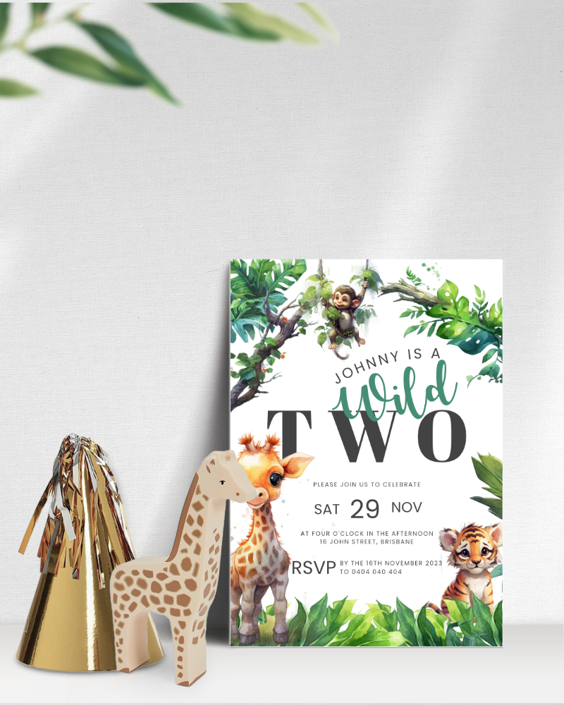 Wild TWO Birthday Party Invite | Digital Download ALW07
