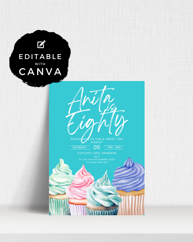 Cupcake Birthday Party Invite Ages 1-90 | Digital Download ALW68