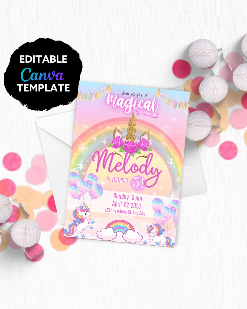 
            
                Load image into Gallery viewer, Magical Unicorn Party Invite | Digital Download
            
        