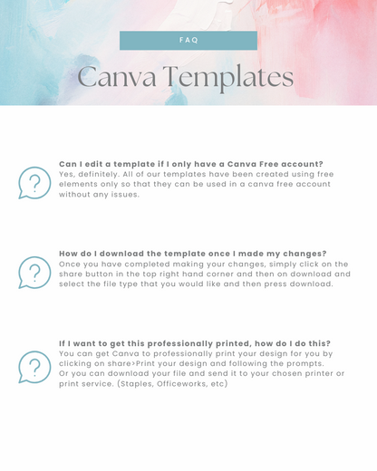 A soft pastel background with abstract swirls and a central question mark, conveying a whimsical and artistic vibe.