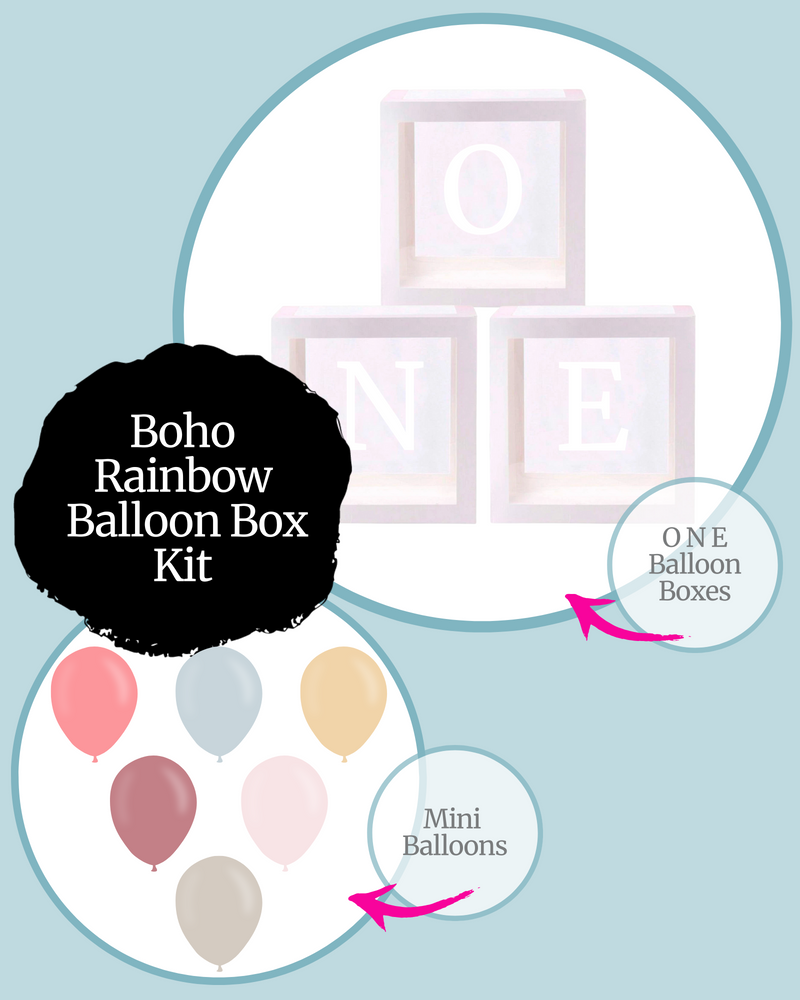
            
                Load image into Gallery viewer, Boho Rainbow ONE Balloon Box Kit
            
        