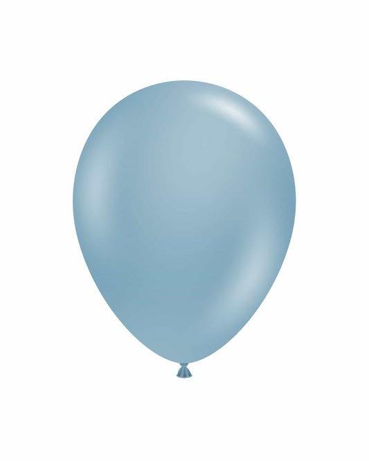 A single light blue balloon, smooth and glossy, set against a white background, creating a cheerful and festive vibe.