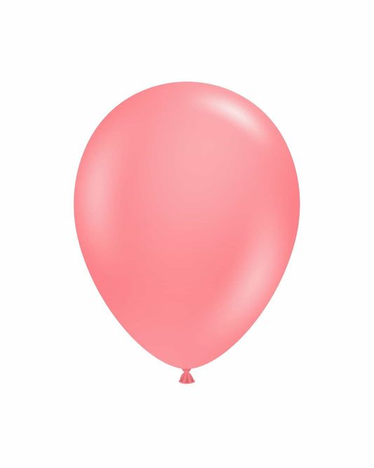 A single pink balloon with a glossy finish, floating against a clean white background.