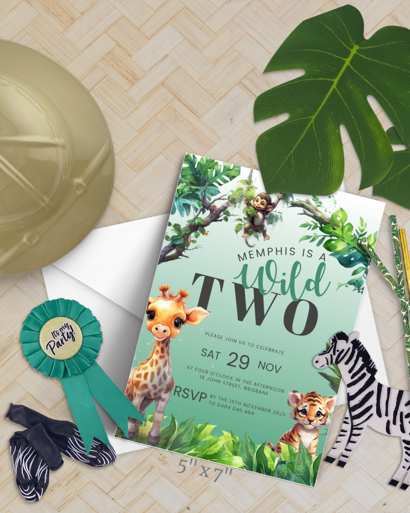 Wild TWO Birthday Party Invite | Digital Download ALW06