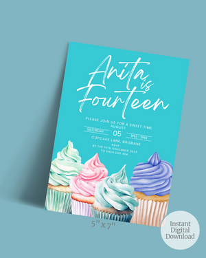 Cupcake Birthday Party Invite Ages 1-90 | Digital Download ALW68