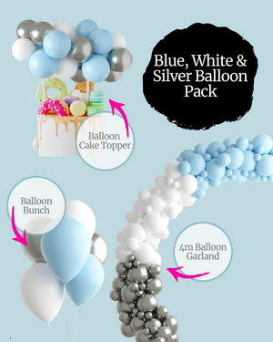 Blue, White & Silver Balloon Pack