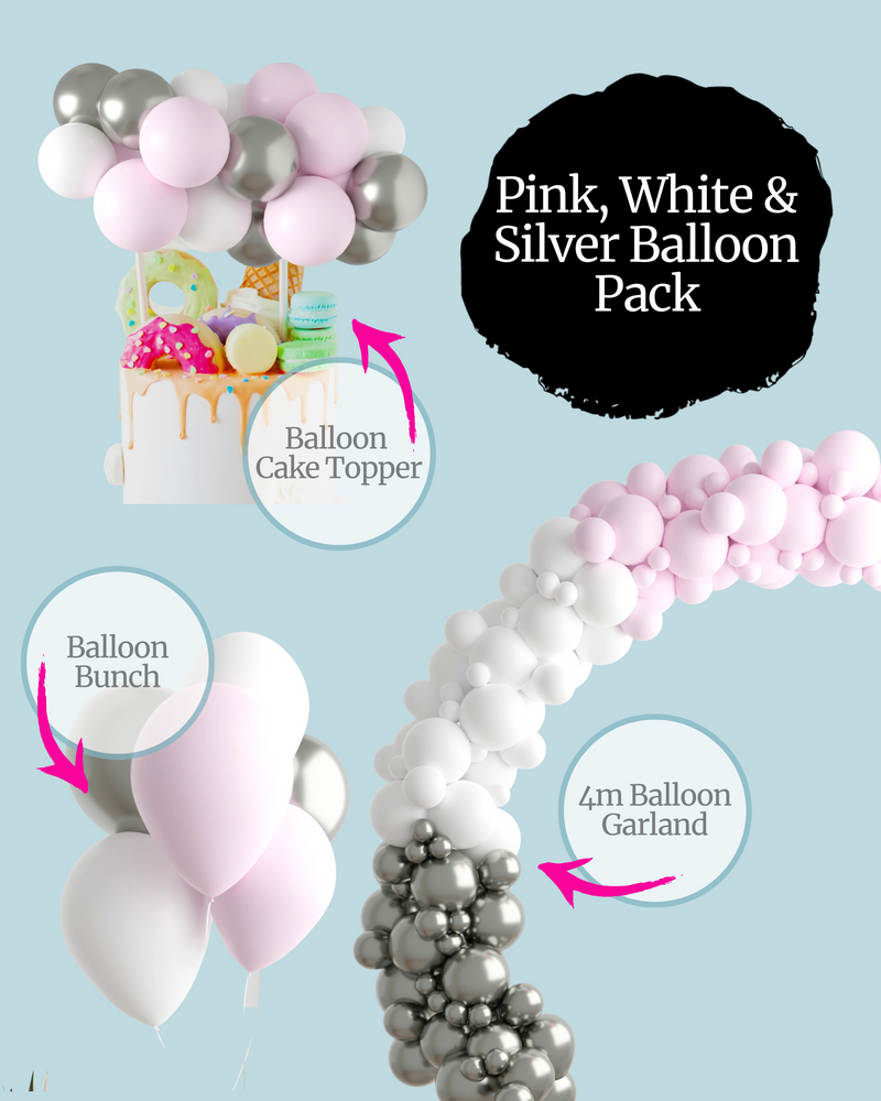 Pink, White & Silver Balloon Pack