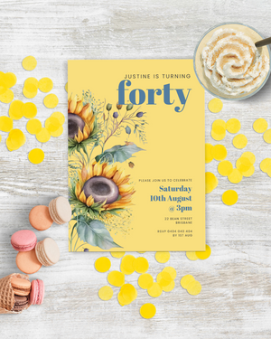 Sunflower Birthday Party Invite Ages 1-90 | Digital Download ALW54