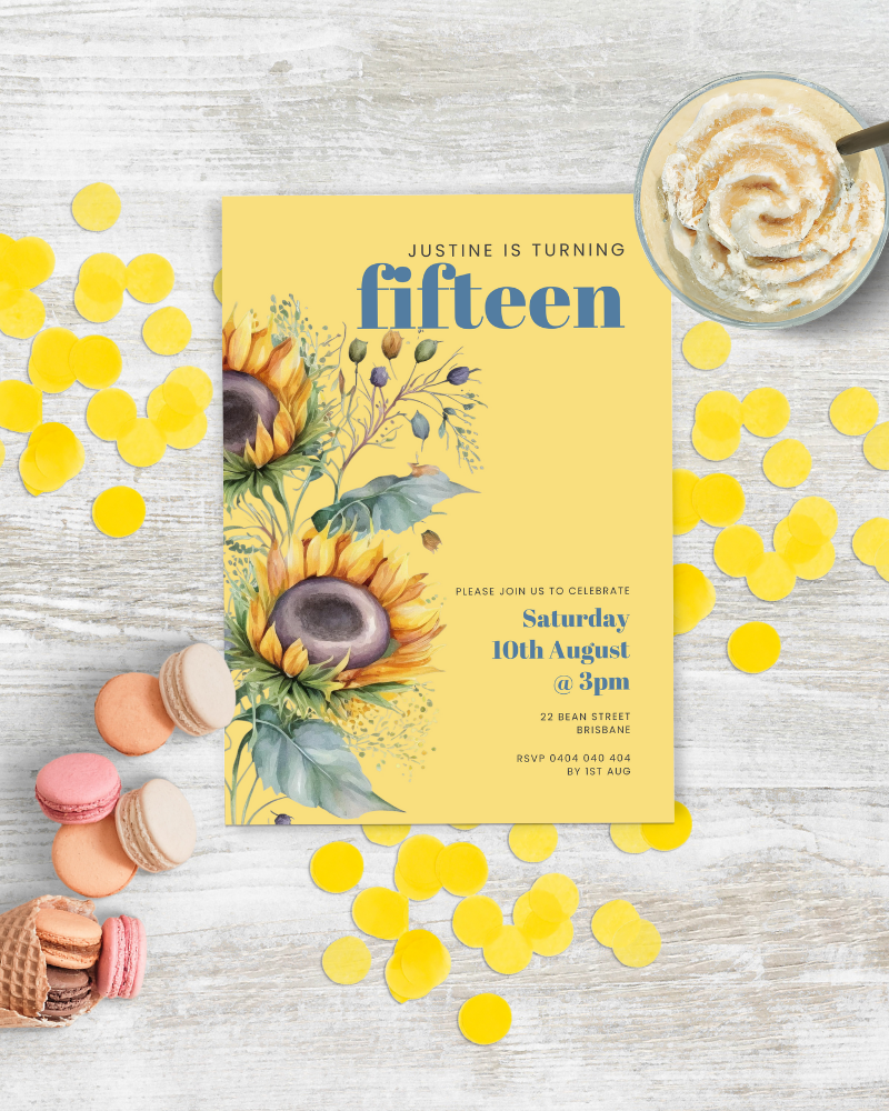 Sunflower Birthday Party Invite Ages 1-90 | Digital Download ALW54