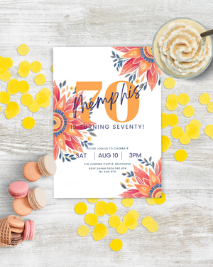 Bright Floral Birthday Party Invite Ages 1-90 | Digital Download ALW91