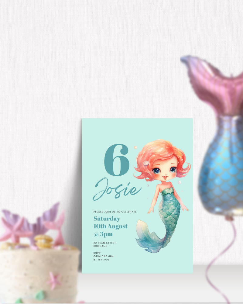 Mermaid Birthday Party Invite Ages 1-10 | Digital Download ALW55