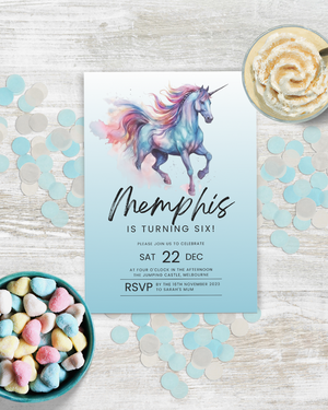 Unicorn Birthday Party Invite Ages 1-18 | Digital Download ALW113