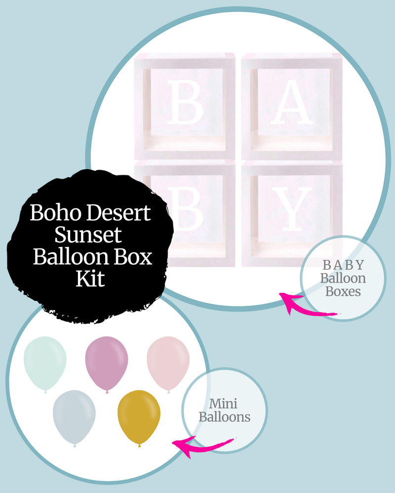 
            
                Load image into Gallery viewer, Boho Desert Sunset BABY Balloon Box Kit
            
        