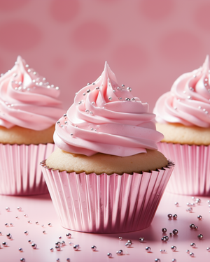 Pastel Pink Foil Cupcake Baking Cups Standard 50mm