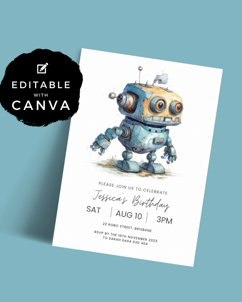 
            
                Load image into Gallery viewer, Robot Party Invite | Digital Download ALW85
            
        