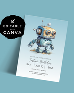 Blue Robot Birthday Party Invite | Digital Download ALW86
